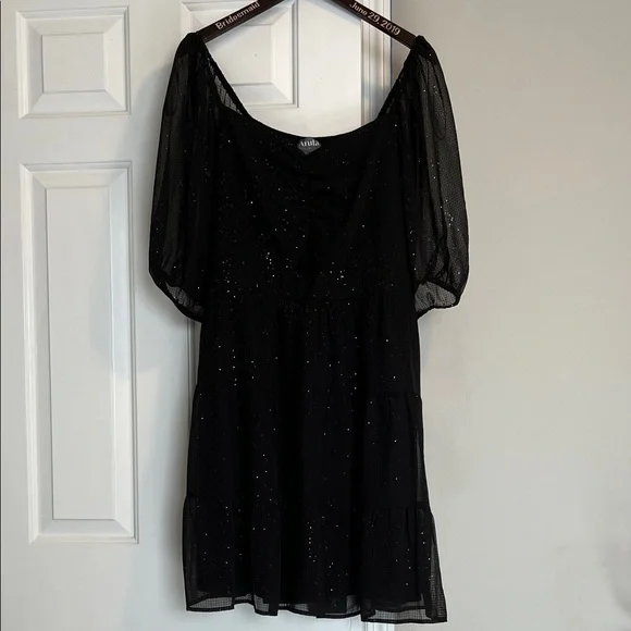 ARULA Black Dress with Sheer Sleeves - Picture 2 of 5